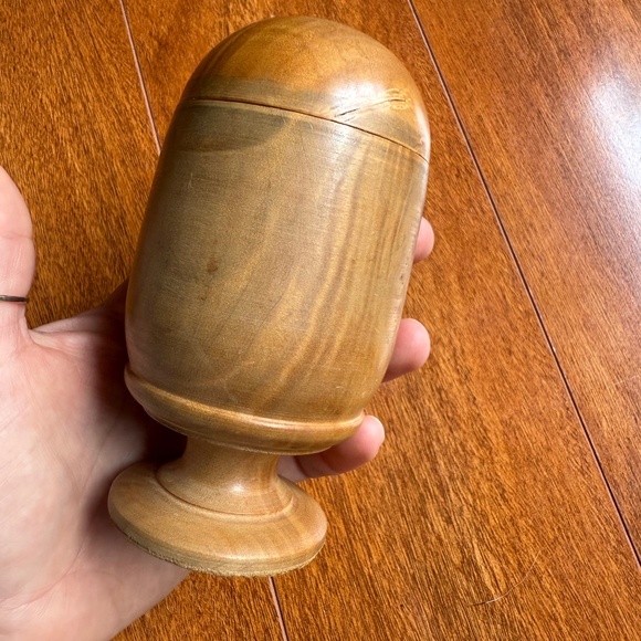 Wooden Lidded Pedestal Footed Container Jar Bowl Turned Wood Pill Silverer??. - Picture 1 of 9